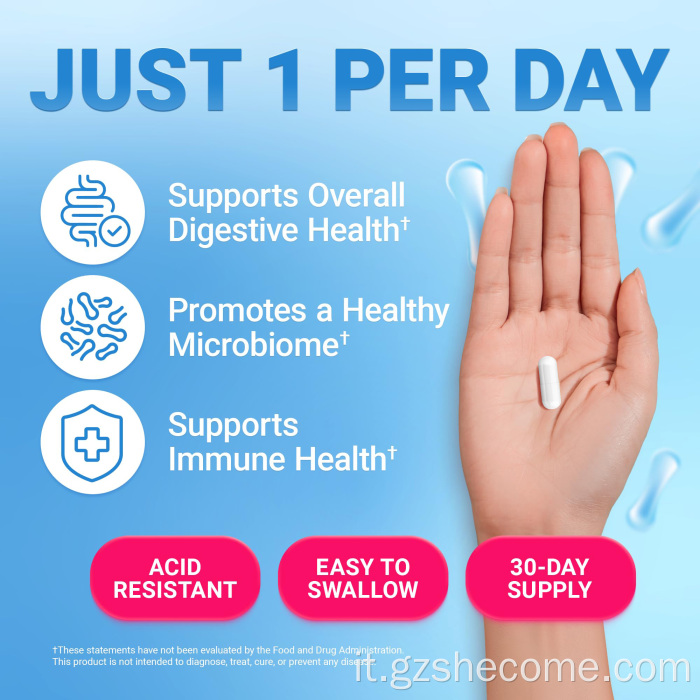 Supporto per le capsule probiotiche per la salute digestiva